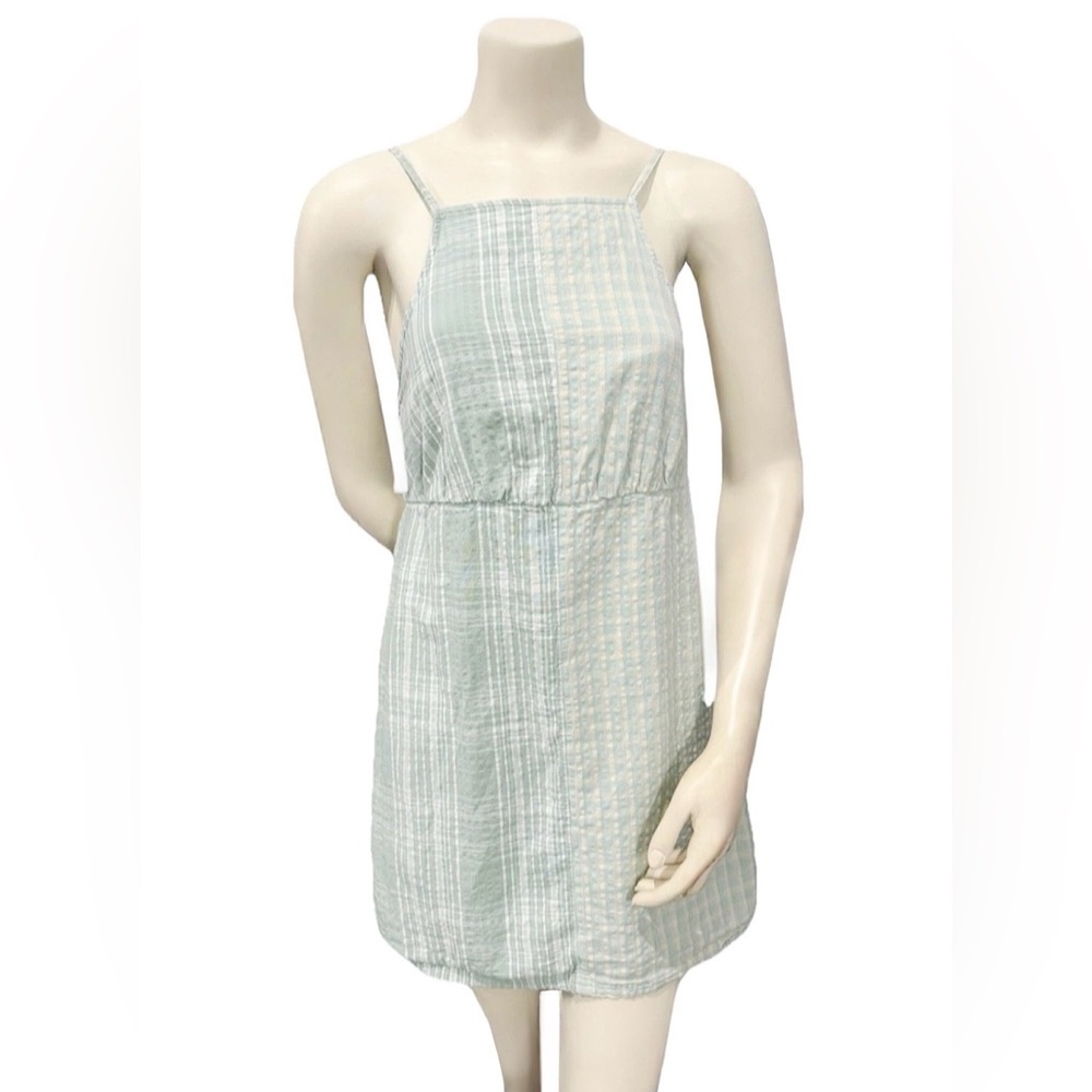 American Eagle Mint Green Plaid Mini Dress Size M